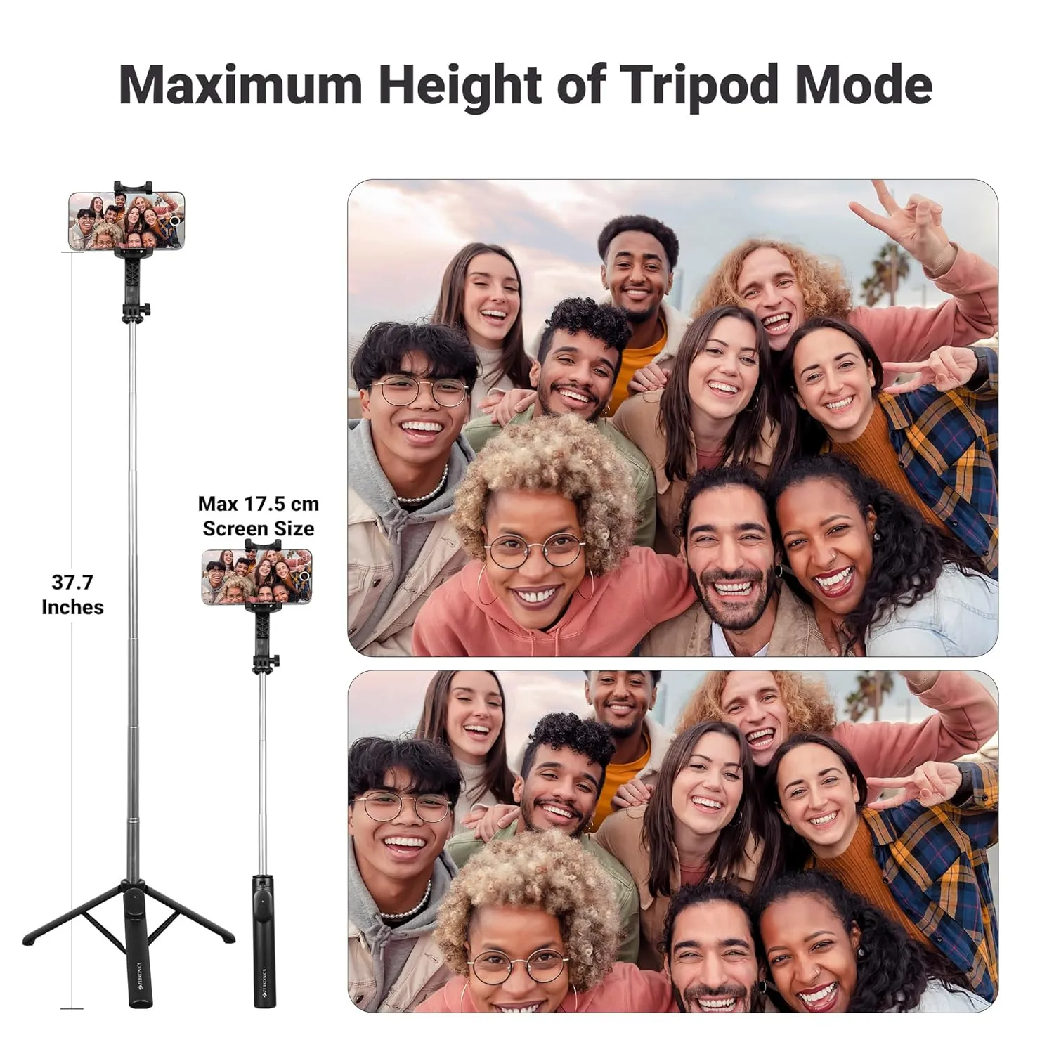 Zebronics Selfie Stick with Tripod Stand and Detachable Bluetooth Shutter Button view 6